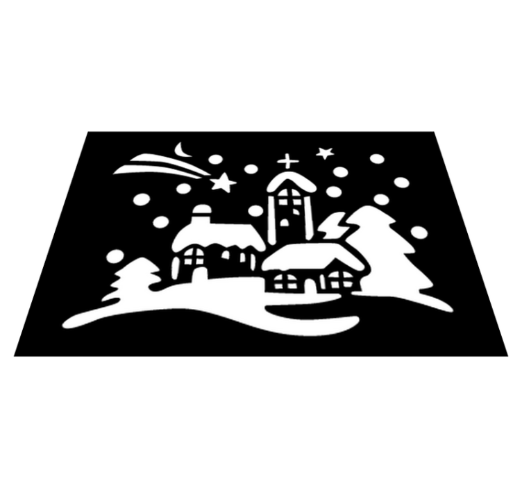 Vinyl teppich weihnachten schwarz weiß stadt - TenStickers