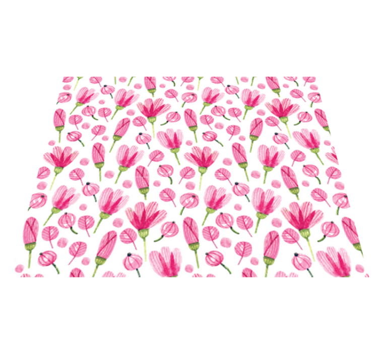 Vinyl teppich blumen in pinken aquarellblüten - TenStickers