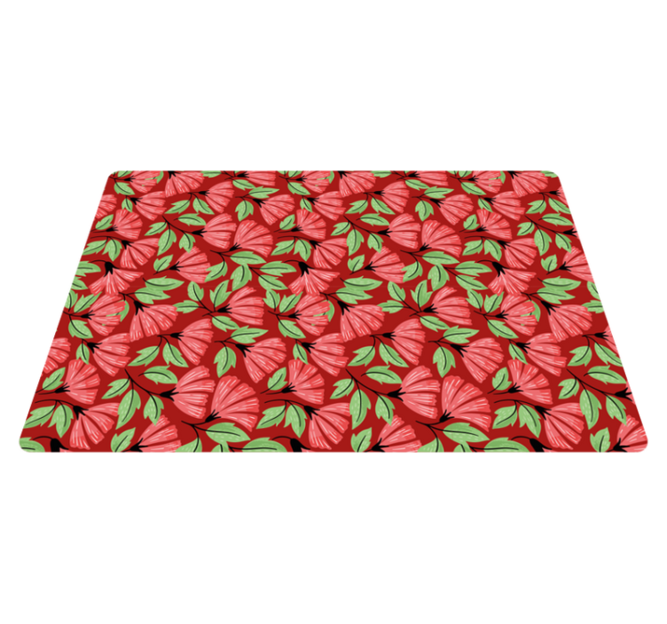 Vinyl teppich blumen im vintage roten muster - TenStickers