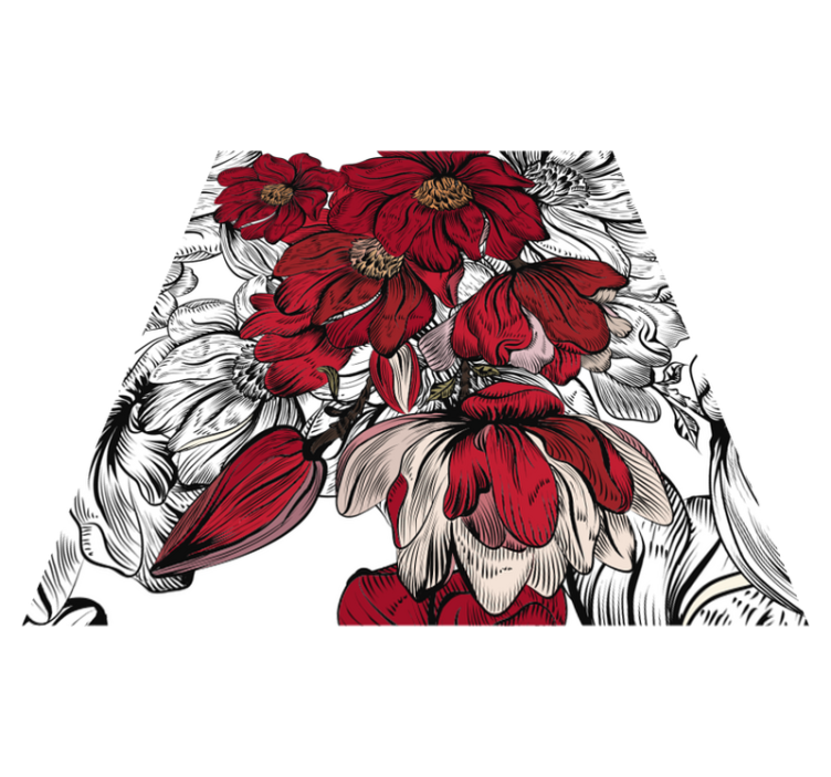 Vinyl teppich esszimmer mit roten und weißen blumen - TenStickers