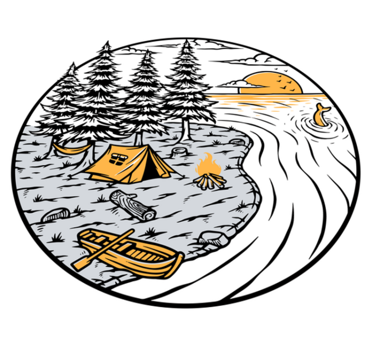 Vinyl teppich natur wohnmobil gelbes landschaftsabzeichen - TenStickers