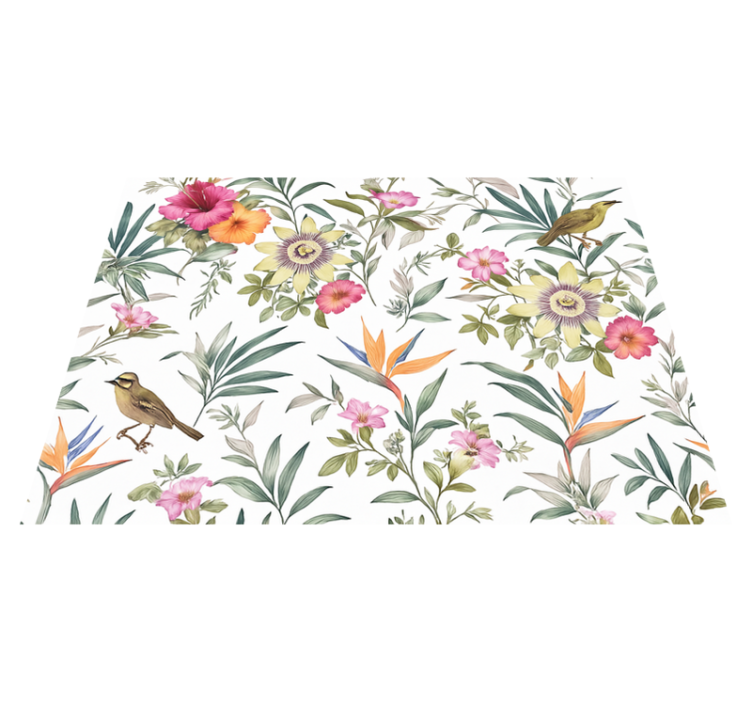 Vinyl teppich schlafzimmer mit blauem blumenmuster - TenStickers