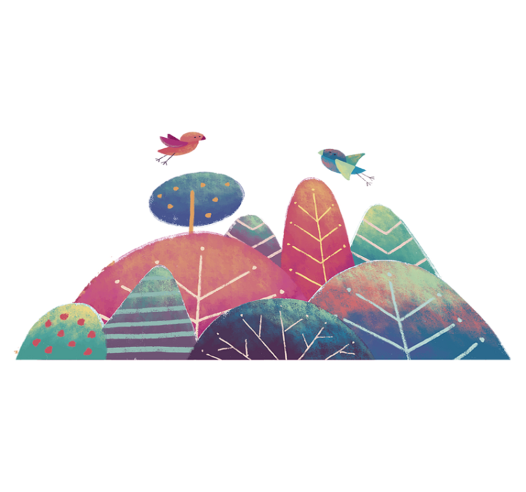 Vinyl teppich kinderzimmer mit blauen und rosa bäumen - TenStickers