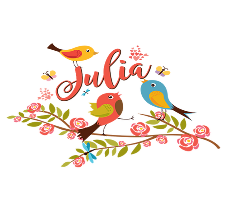 Vinyl teppich kinderzimmer frühlingsvögel mit namen - TenStickers