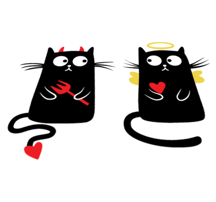 Vinyl teppich kinderzimmer gute und schlechte katze - TenStickers