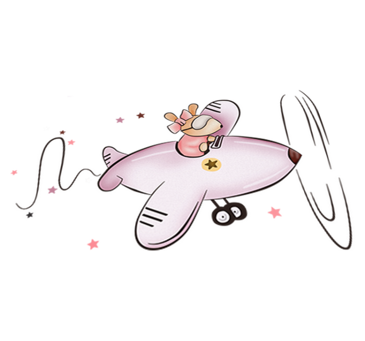 Vinyl teppich kinderzimmer kleine maus im flugzeug - TenStickers