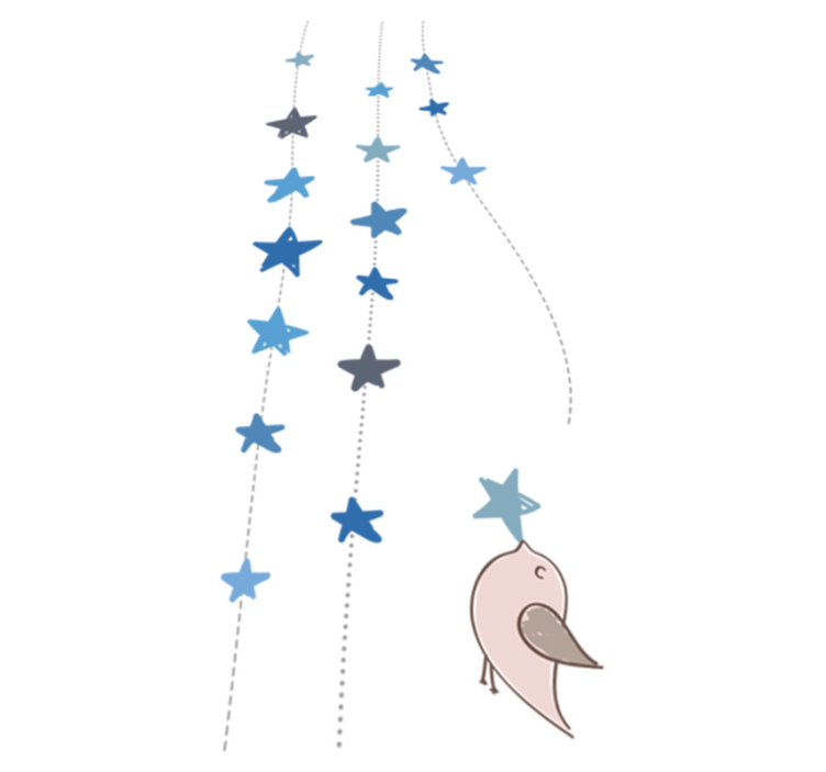 Vinyl teppich kinderzimmer mit blauen sternen und vogel - TenStickers