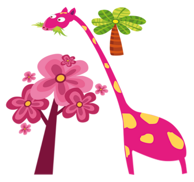 Vinyl teppich kinderzimmer mit pinker giraffe essen - TenStickers