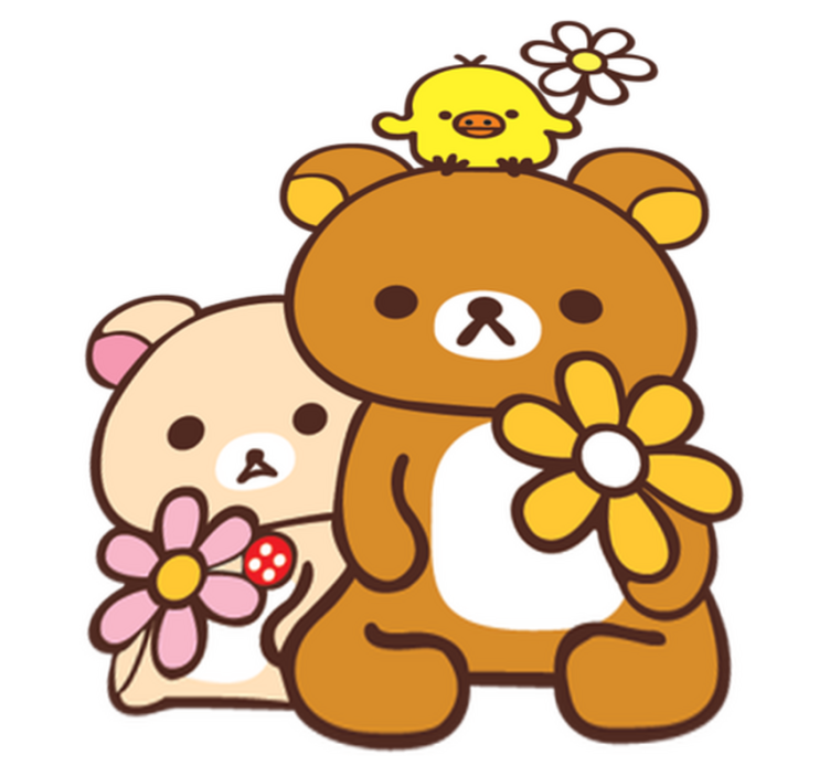 Vinyl teppich kinderzimmer mit bären und vogel - TenStickers