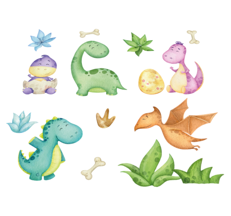 Vinyl teppich schlafzimmer mit nordischem dinosaurier-motiv - TenStickers