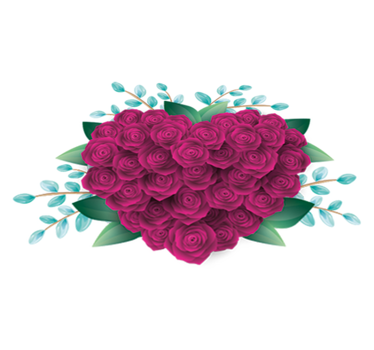 Vinyl teppich schlafzimmer herzkranz mit rosen - TenStickers