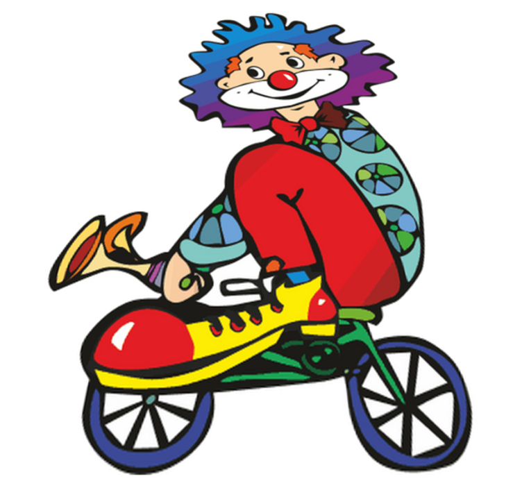 Vinyl teppich kinderzimmer clown auf dem fahrrad - TenStickers