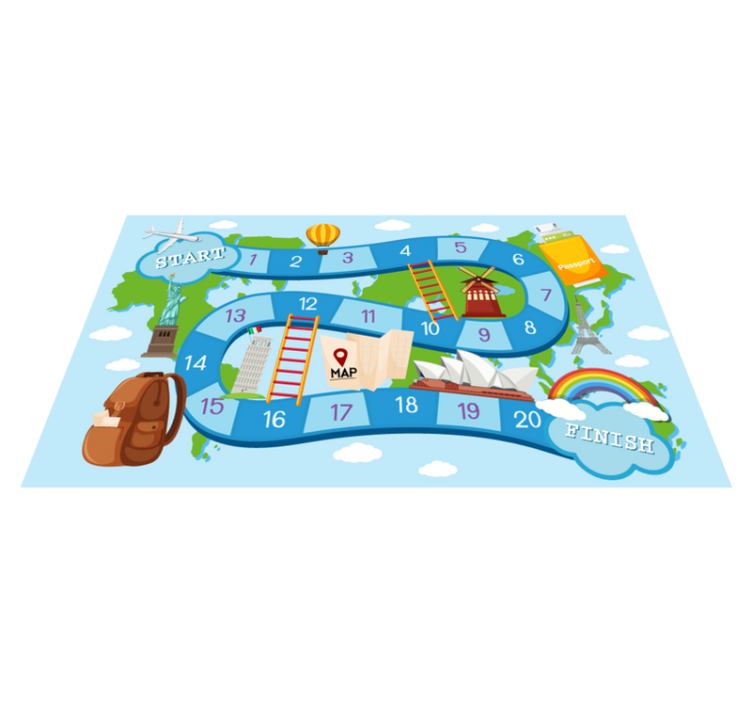 Vinyl teppich spiele brettspiel rund um die welt - TenStickers