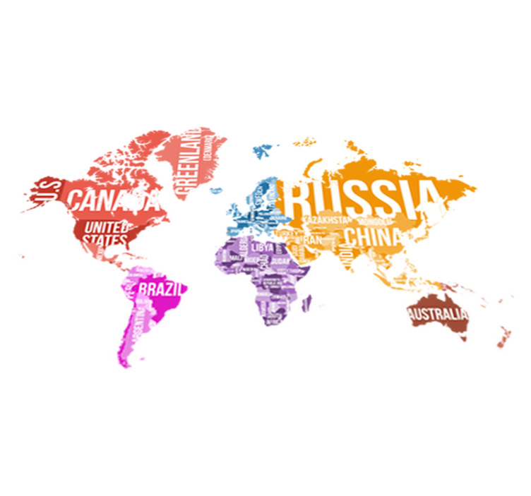 Vinyl teppich weltkarte mit namen und grenzen - TenStickers