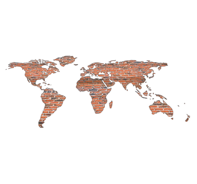 Vinyl teppich weltkarte ziegelmuster wanduhr - TenStickers