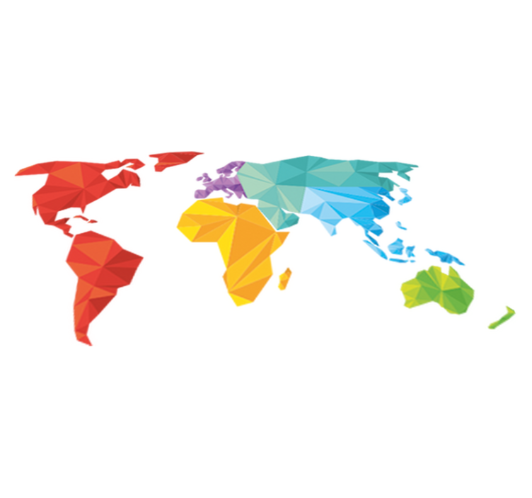 Vinyl teppich weltkarte geometrische wandkarte - TenStickers