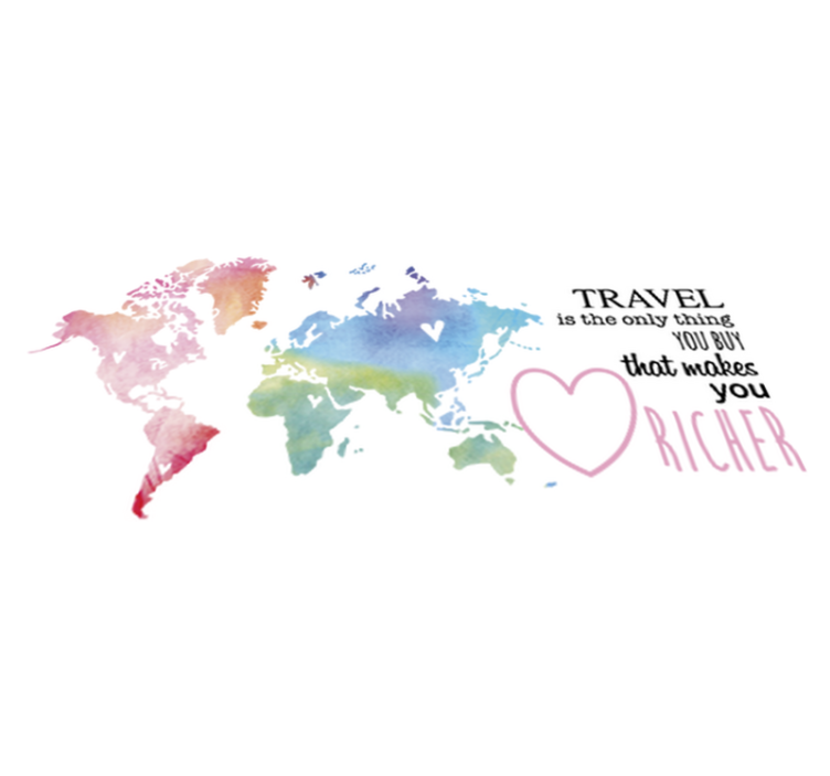 Vinyl teppich weltkarte mit reisetext en - TenStickers