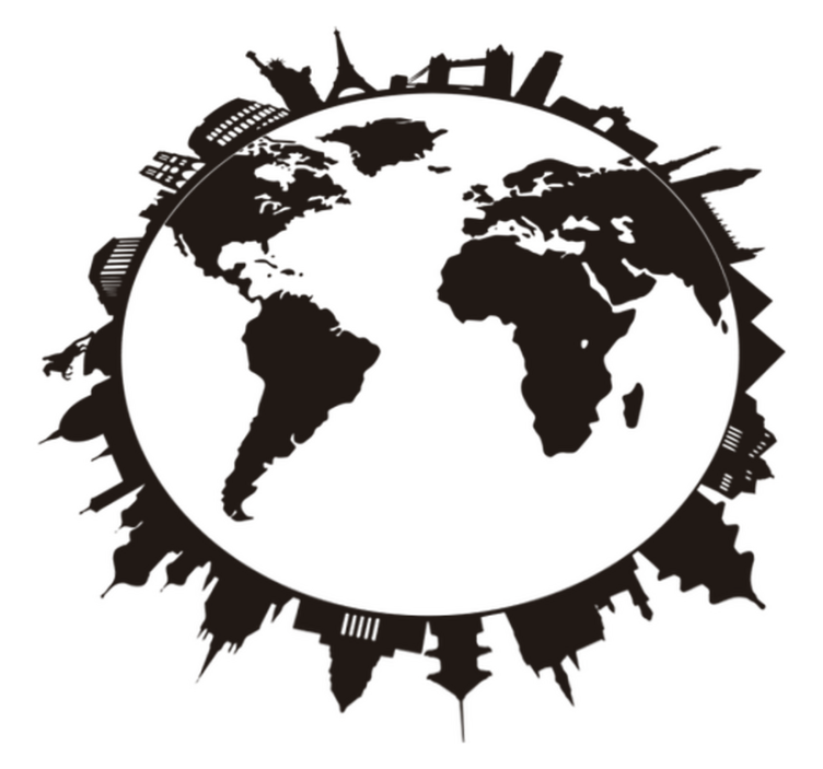 Vinyl teppich weltkarte mit monumenten - TenStickers