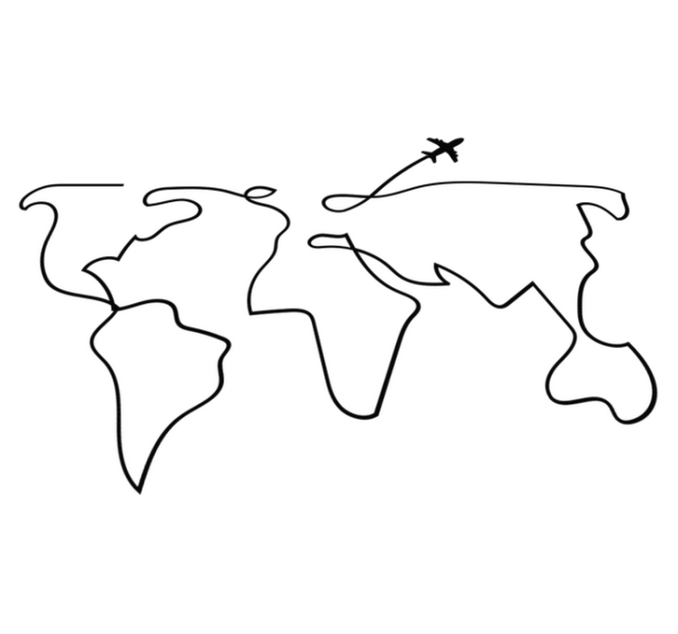 Vinyl teppich weltkarte flugzeugdesign - TenStickers