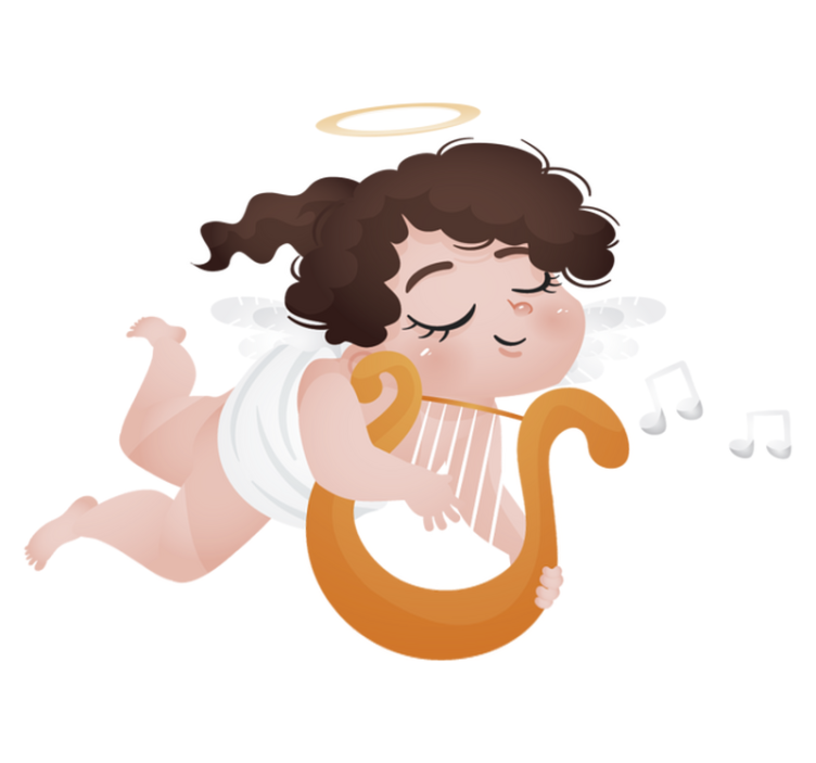 Vinyl teppich kinderzimmer mit spielender harfe - TenStickers