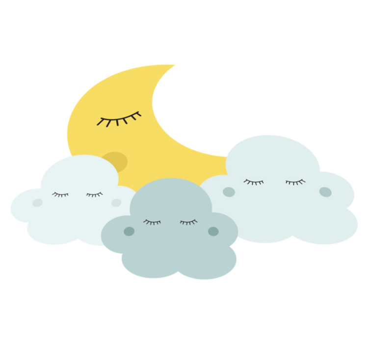 Vinyl teppich kinderzimmer glücklicher mond und wolken - TenStickers