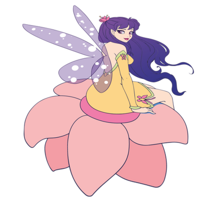 Vinyl teppich kinderzimmer mit süßer fee auf blume - TenStickers