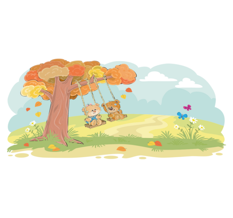 Vinyl teppich kinderzimmer bären im wald - TenStickers