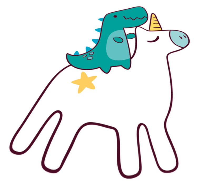 Vinyl teppich kinderzimmer einhorn und dinosaurier design - TenStickers
