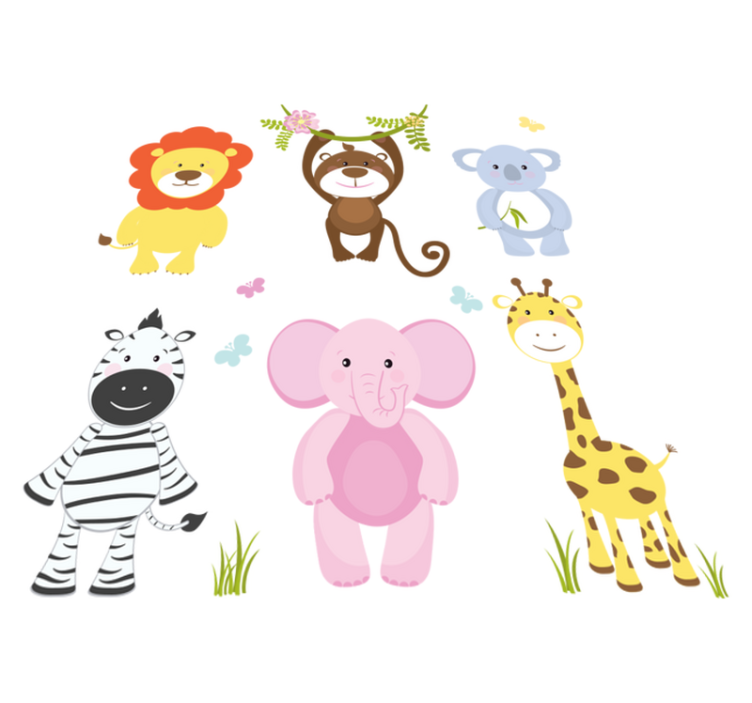 Vinyl teppich kinderzimmer bunte babytiere - TenStickers