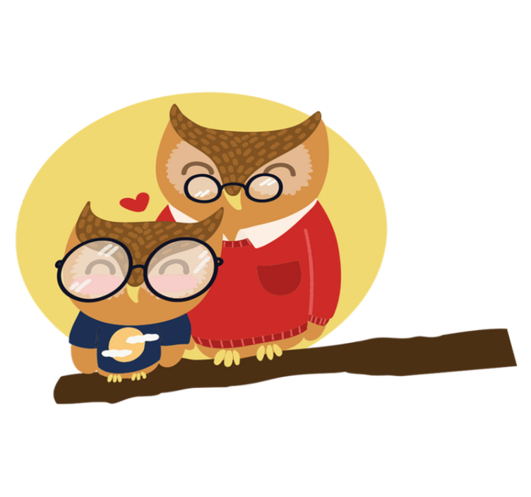 Vinyl teppich kinderzimmer sohn und vater eule - TenStickers