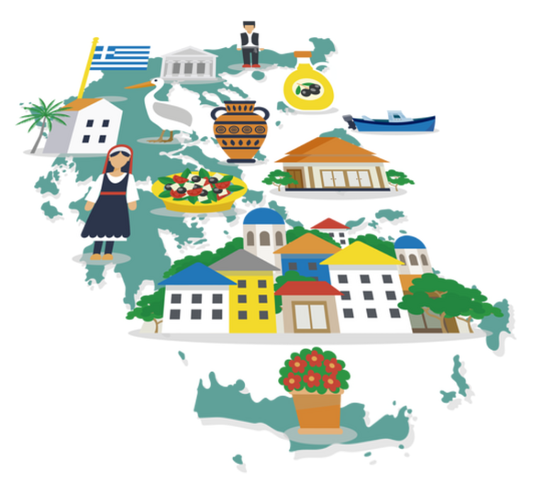 Vinyl teppich weltkarte griechenland und inseln illustration - TenStickers