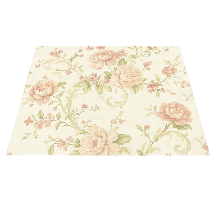 Vinyl teppich schlafzimmer in zartrosa vintage blumenmuster - TenStickers