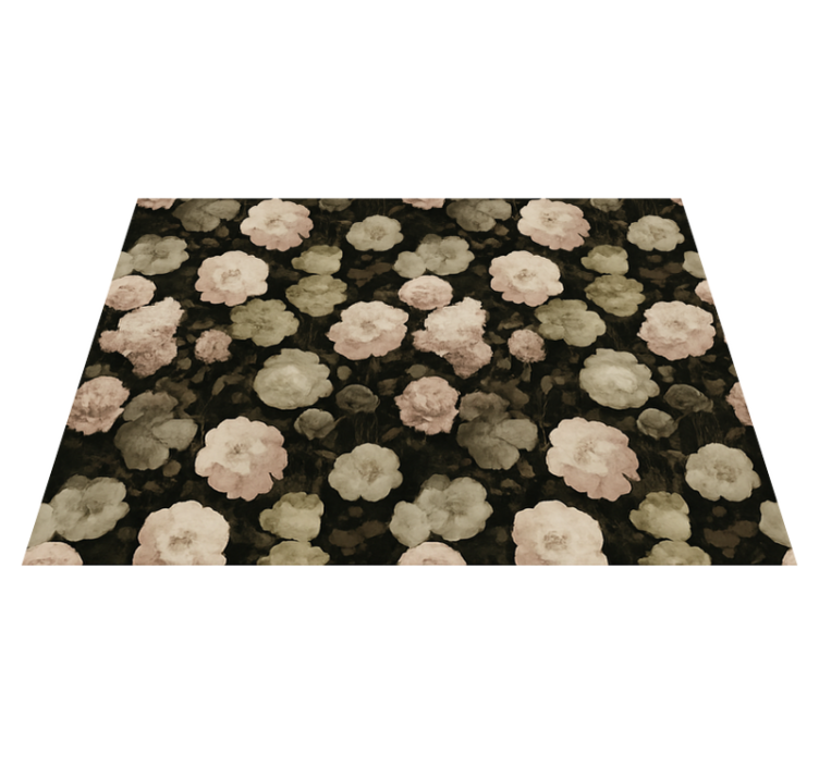 Vinyl teppich schlafzimmer dunkles retro blumenmuster - TenStickers