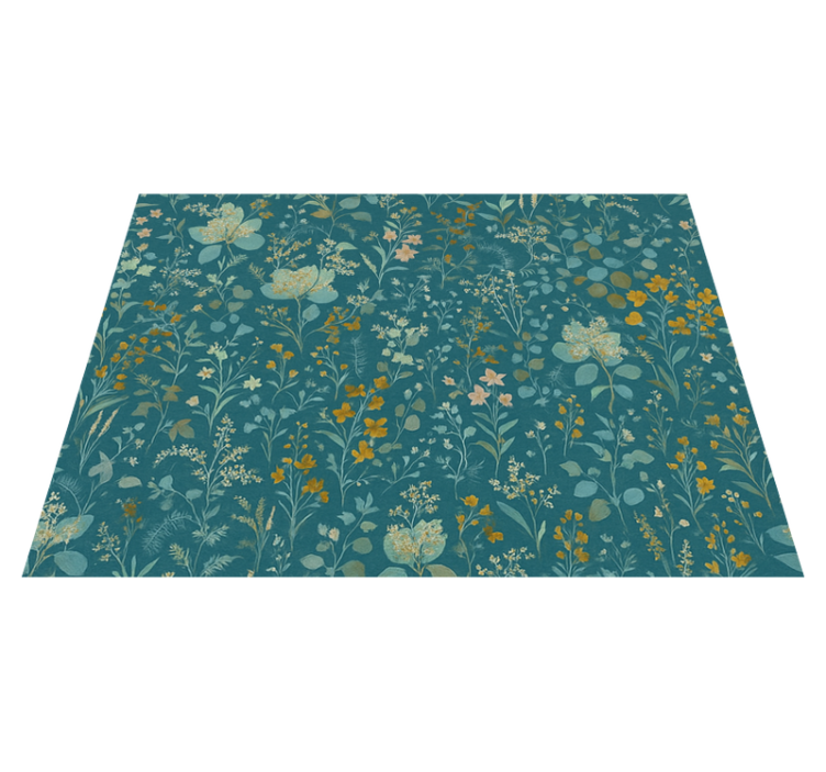 Vinyl teppich schlafzimmer blau vintage blumenmuster - TenStickers