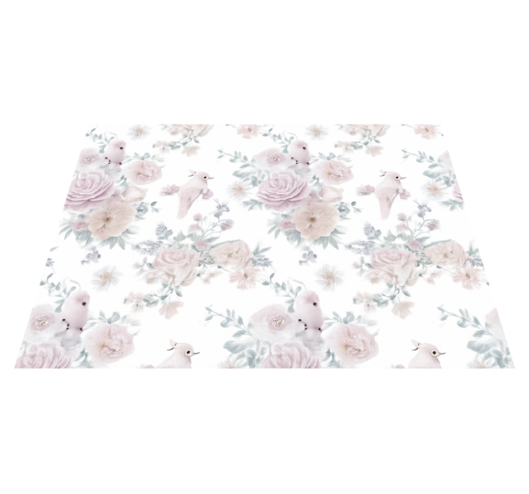 Vinyl teppich schlafzimmer graues elegantes blumenmuster - TenStickers