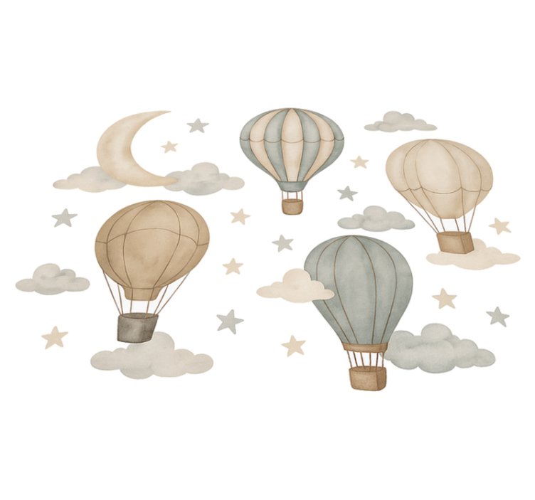 Vinyl teppich schlafzimmer mit sternenballons - TenStickers