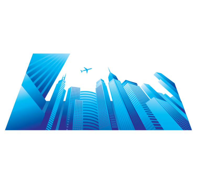 Vinyl teppich schlafzimmer stadt und fliegendes flugzeug - TenStickers