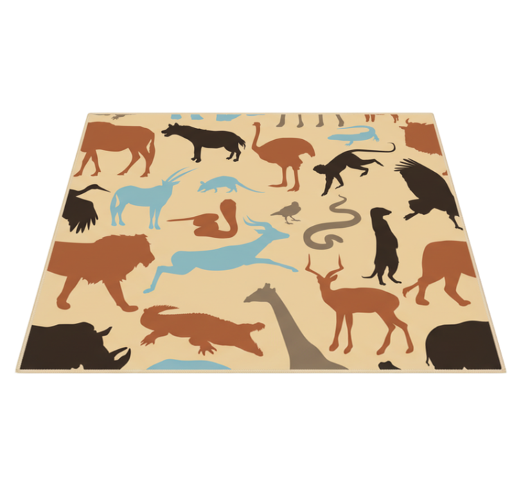 Vinyl teppich schlafzimmer silhouette safari tiere - TenStickers