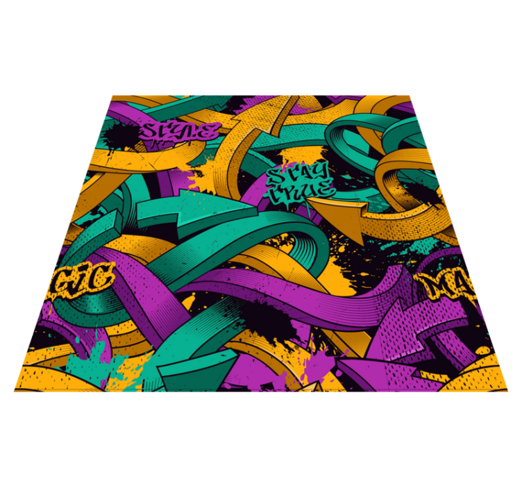 Vinyl teppich schlafzimmer mit realistischer graffiti-wand - TenStickers