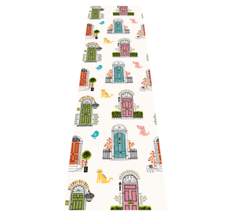 Vinyl teppich schlafzimmer mit tier- und gebäudesymbolen - TenStickers