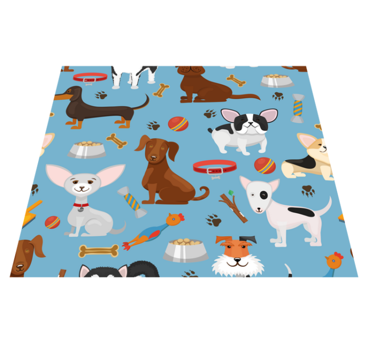 Vinyl teppich schlafzimmer mit hunden muster blau - TenStickers