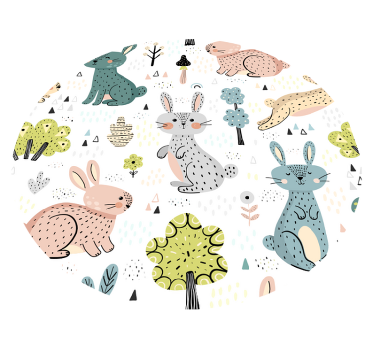 Wunderschöne kinder vinyl teppich mit schönen hasen - TenStickers