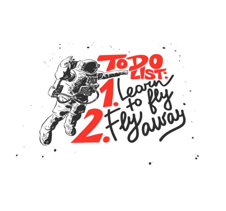 Vinyl Teppich Text astronauten-to-do-liste - TenStickers