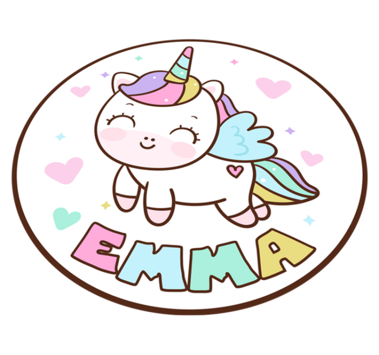 Fabelhafter einhorn mädchen vinyl teppich mit namen - TenStickers