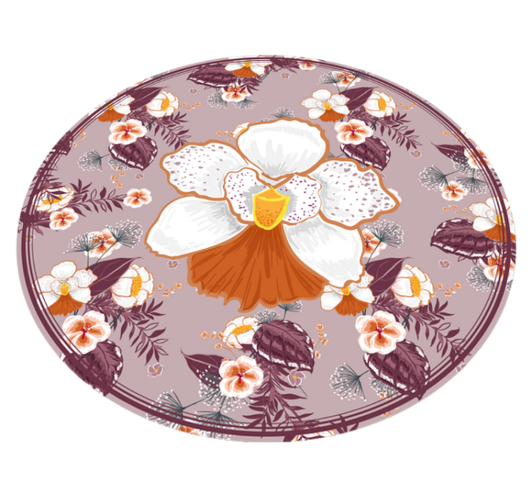 Vinyl Teppich Blumen kreis mit blumenmuster - TenStickers