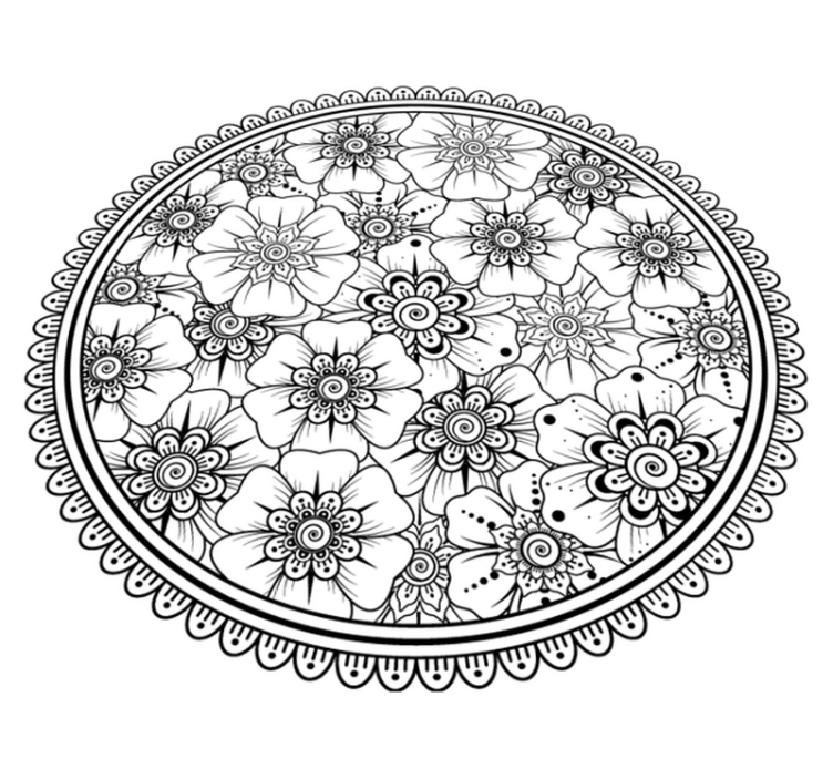 Vinylteppich Mandala Kreis schwarz mandala - TenStickers