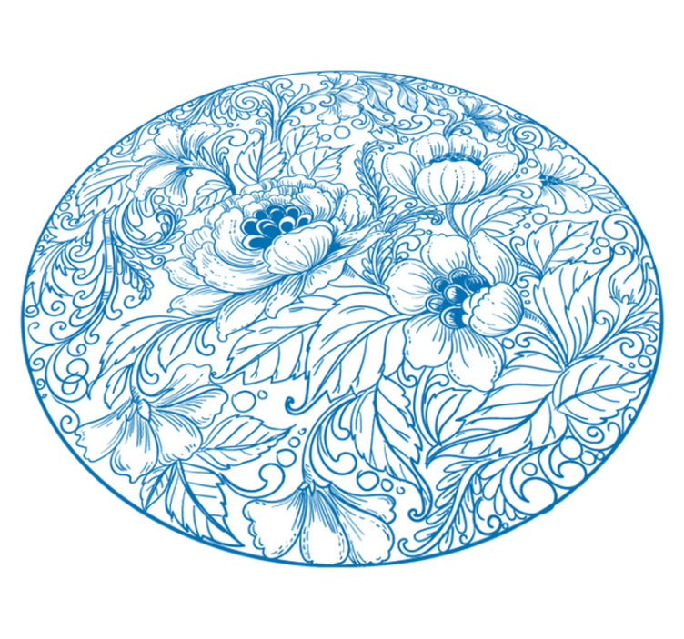 Vinyl Teppich Blumen blumenmuster rund - TenStickers