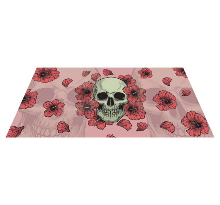 Vinyl Teppich Halloween totenkopf-blumenauflage - TenStickers