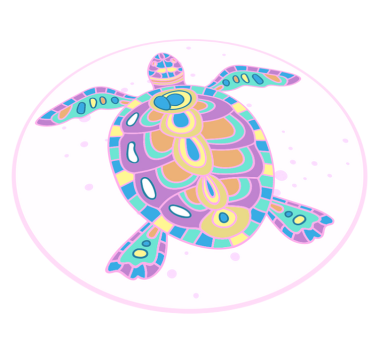 Vinyl Teppich Kinder bunte schildkrötenillustration - TenStickers