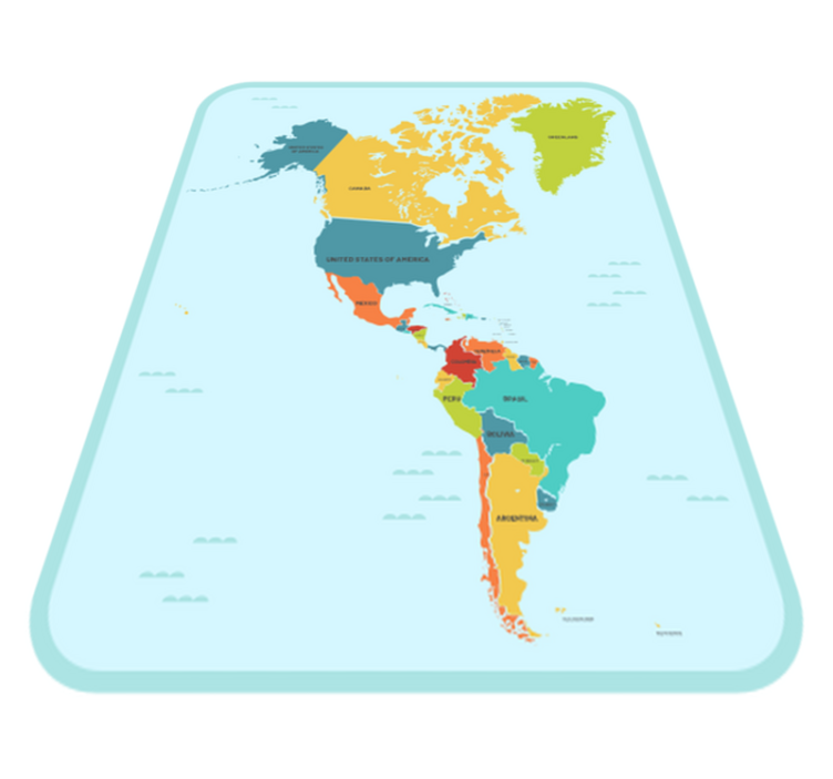 Vinylteppich Weltkarte Amerika in der mitte - TenStickers